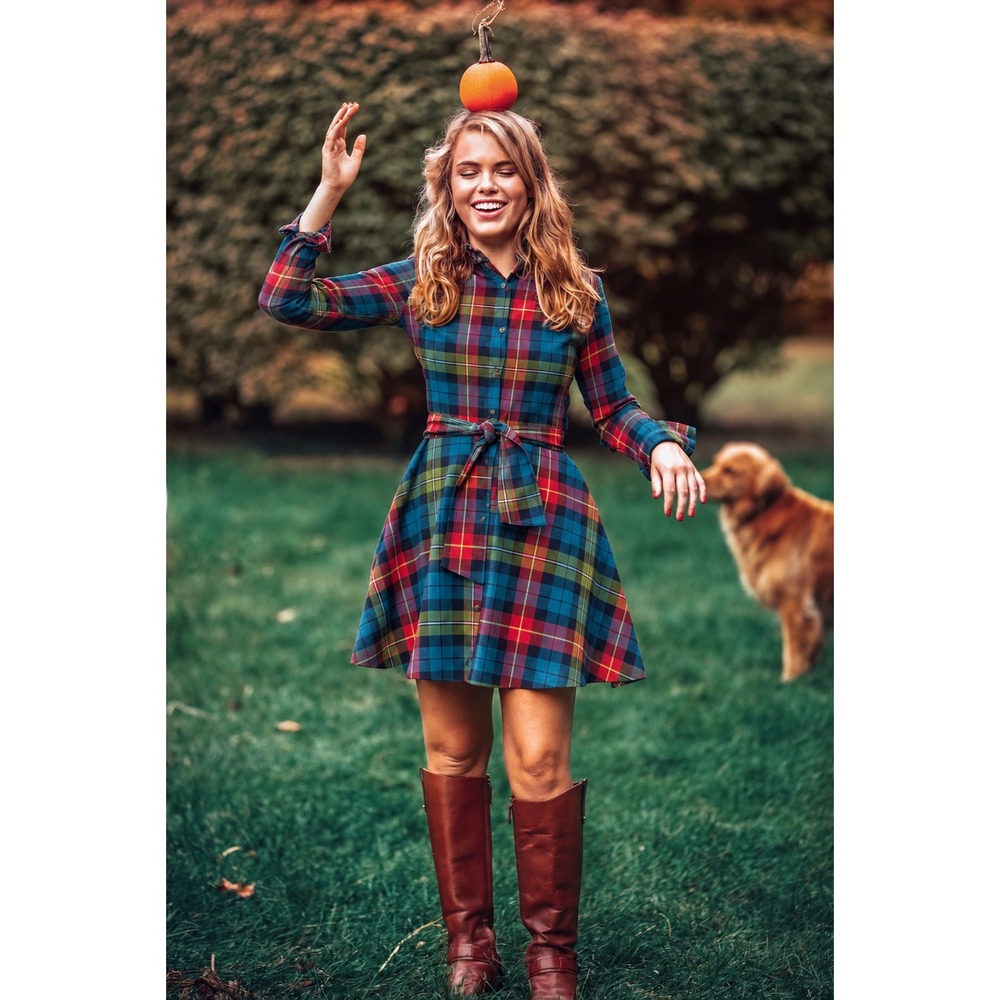 Kiel James Patrick Cozy Cabin Flannels Plaid Shirt Dress Large